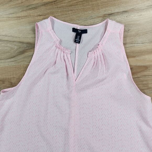 🔺️Gap Pink & White Print Vneck Sleeveless Top XSmall - Picture 3 of 7